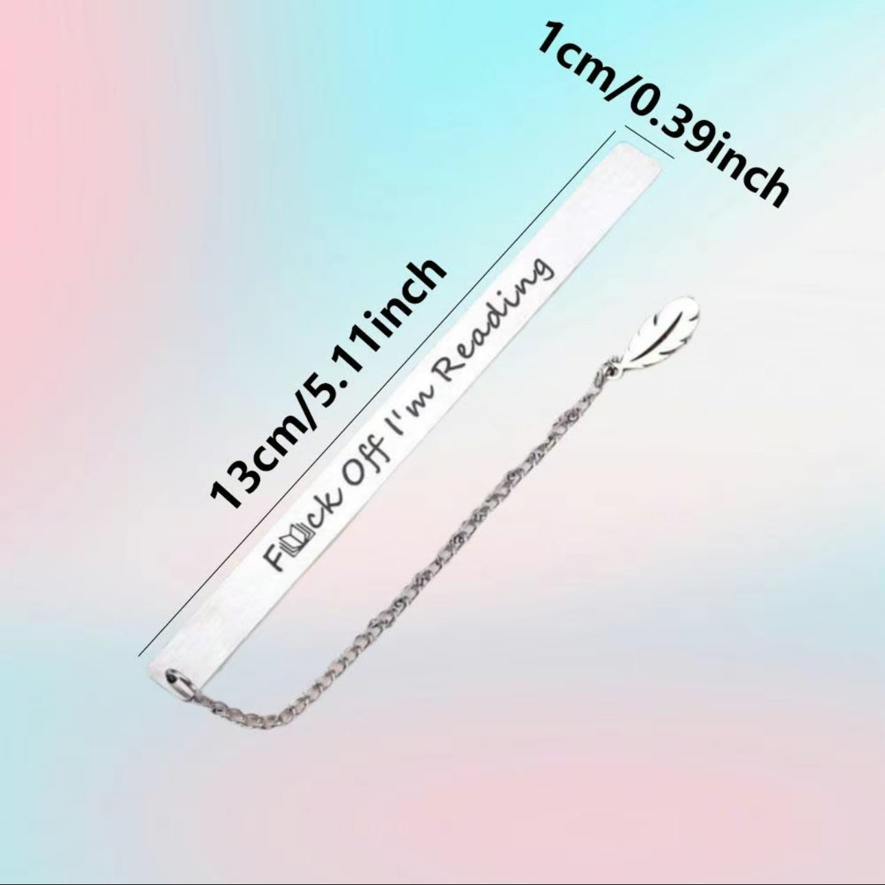 Metal Bookmark ‘F**k Off I’m Reading’ with leaf pendant