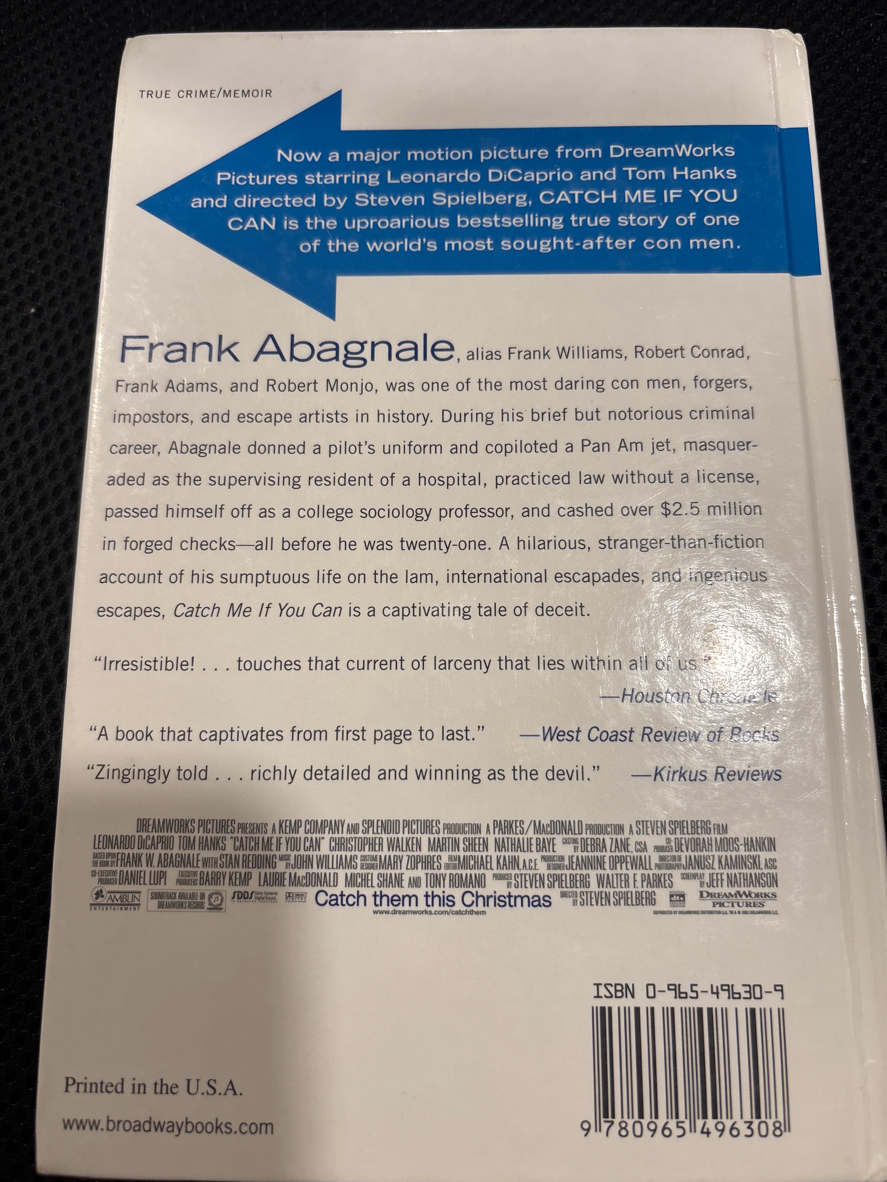 Catch Me if You Can by Frank W. Abagnale and Stan Redding hardcover (movie cover tie in) (rescued)