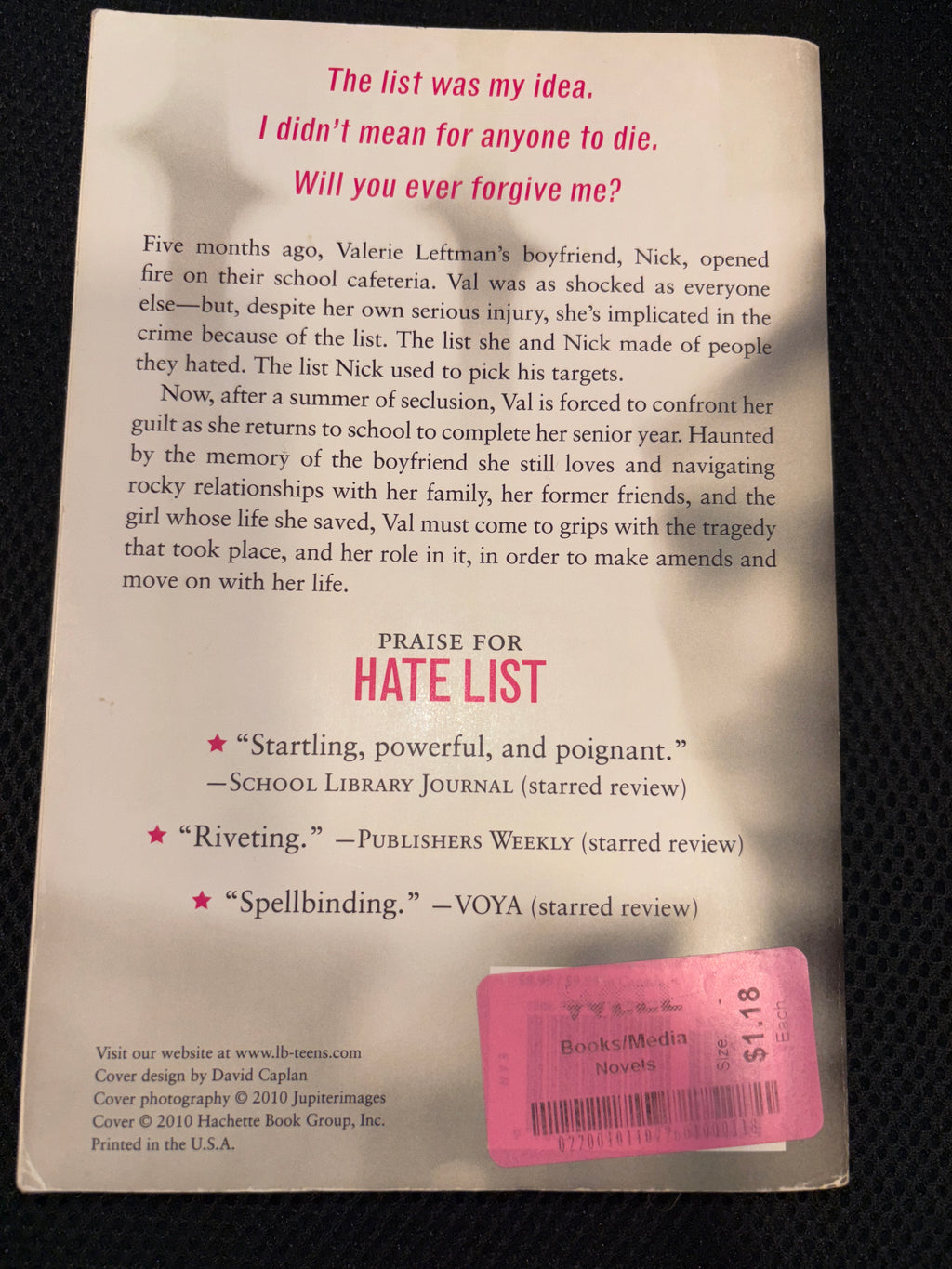 Hate List by Jennifer Brown paperback YA First Edition (rescued)