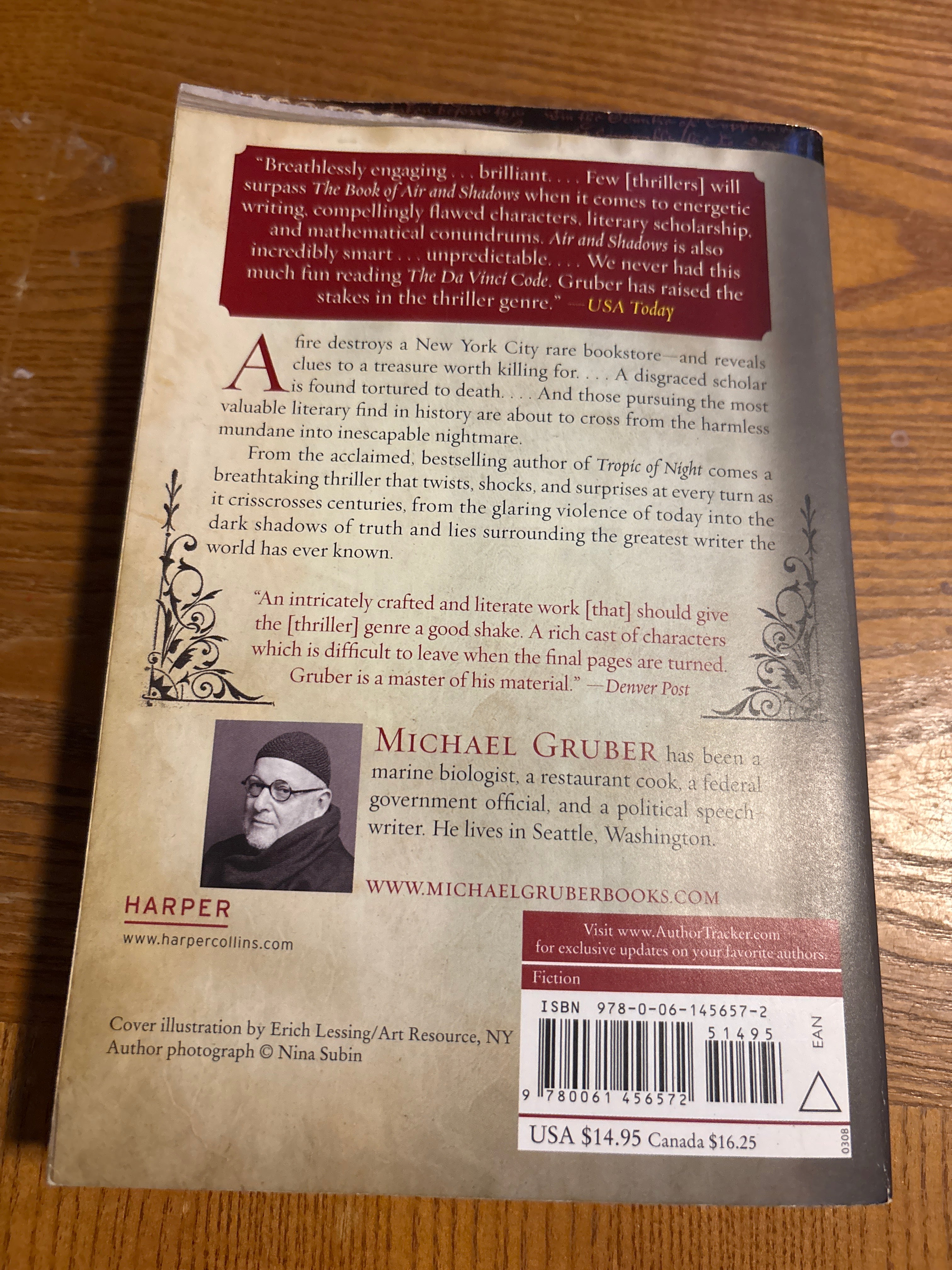 The Book of Air and Shadows by Michael Gruber paperback (rescued)