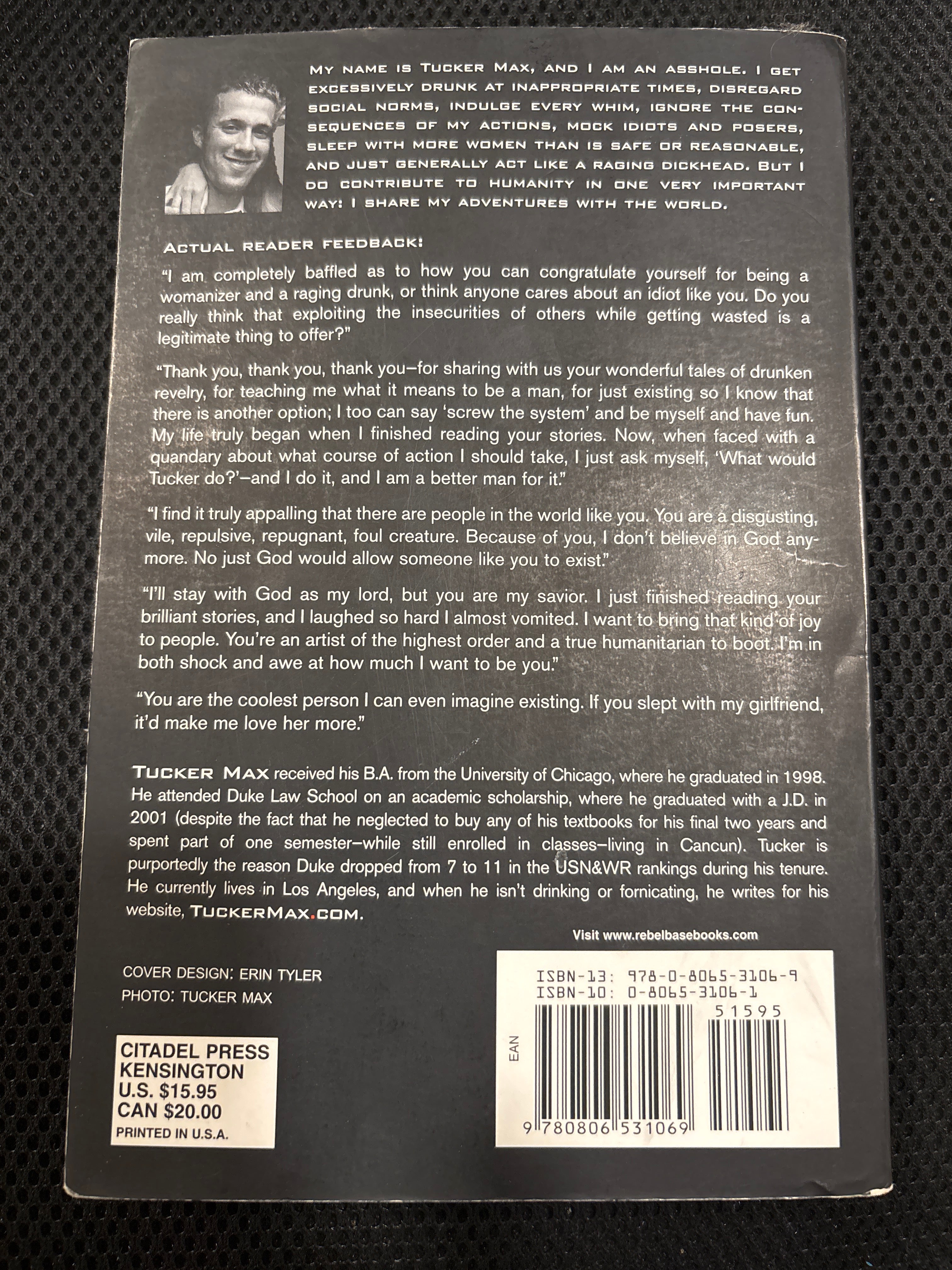 I Hope They Serve Beer in Hell by Tucker Max paperback (rescued)