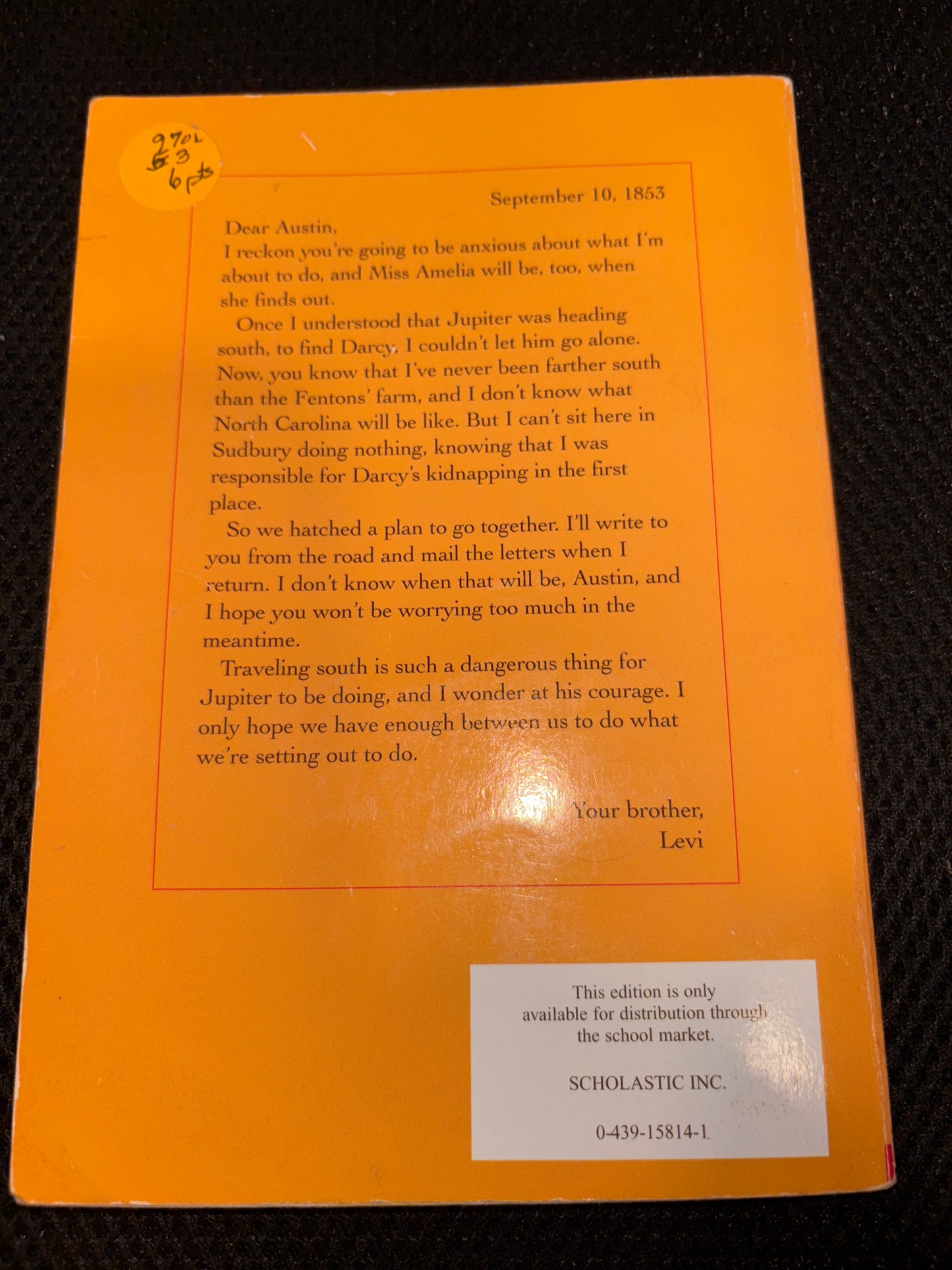 Dear Austin Letters from the Underground Railroad by Elvira Woodruff rescued/paperback (tween/middle school)