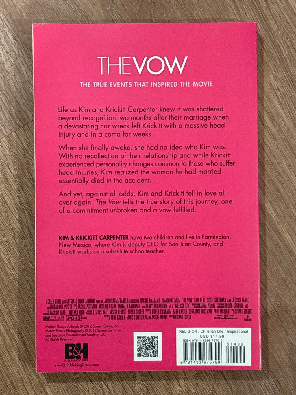 The Vow by Kim & Krickett Carpenter paperback (movie cover tie in) (rescued)