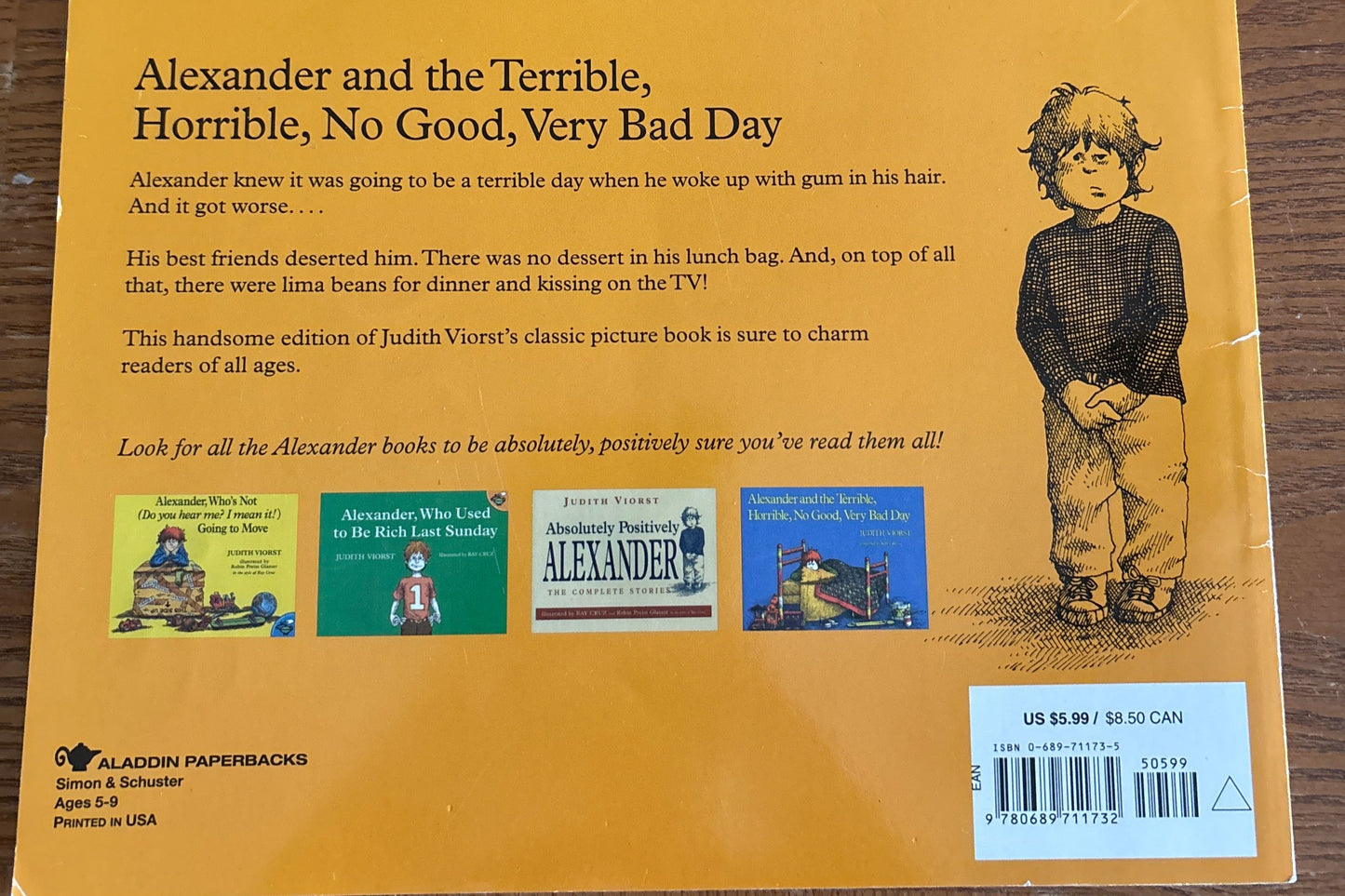 Alexander and the Terrible, Horrible, No Good, Very Bad Day by Judith Viorst rescued/paperback