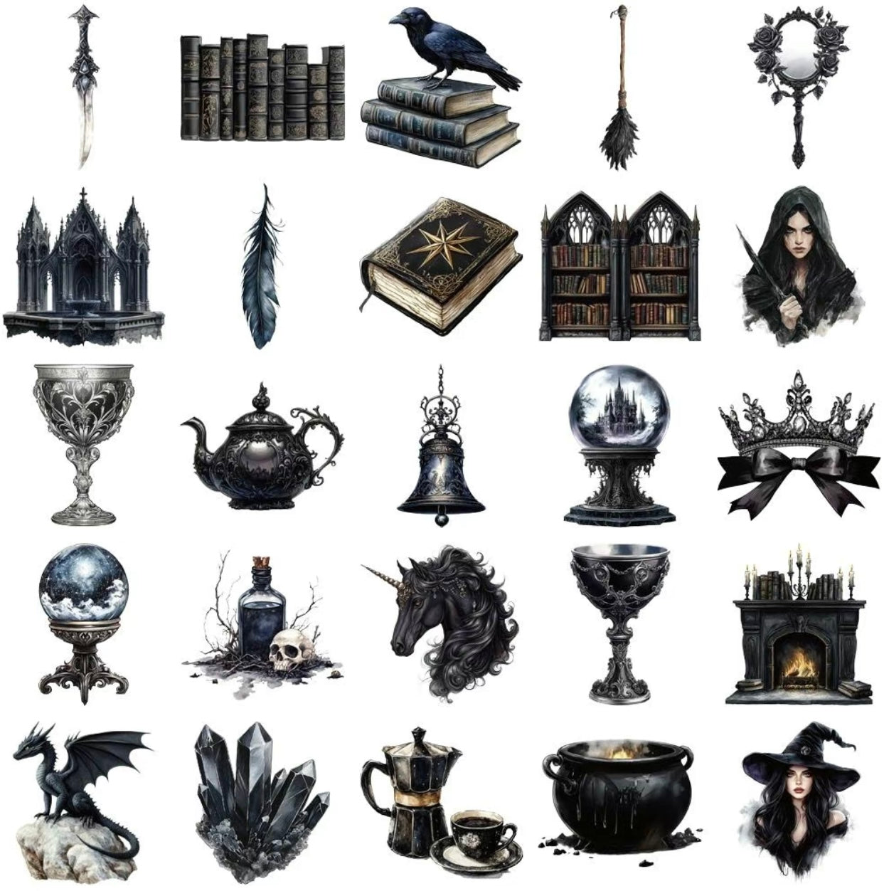 Stickers - Witches, Magic, Gothic Assorted 1-3”