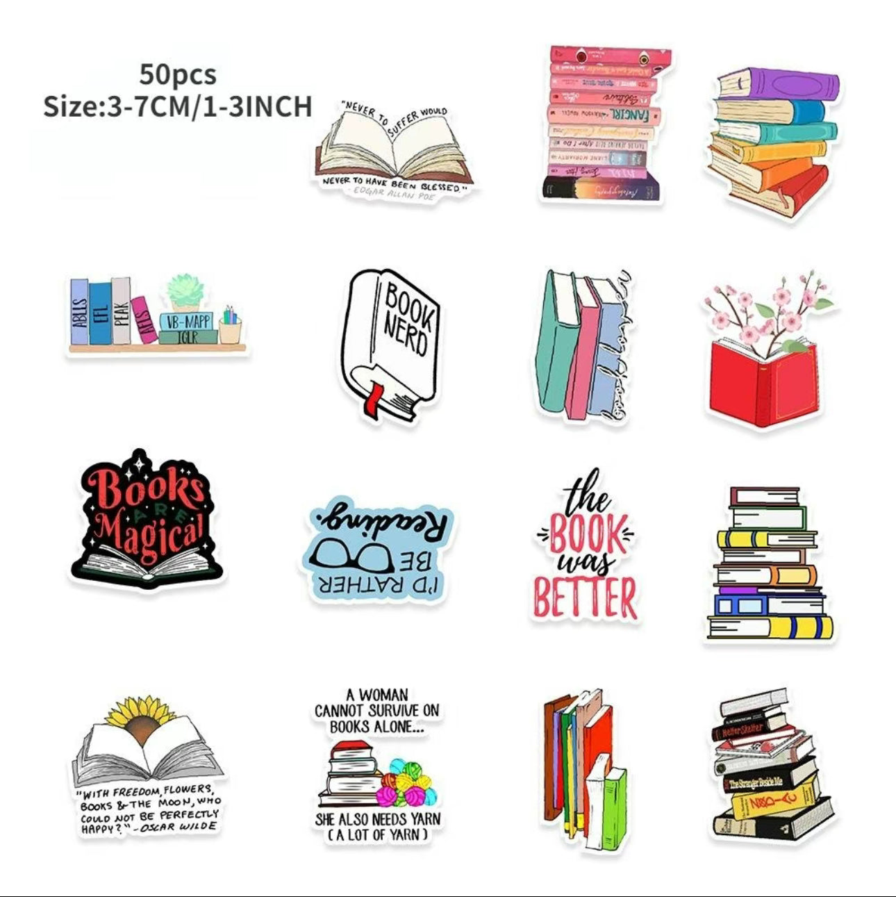 Stickers- Misc. Book Assorted 1-3”