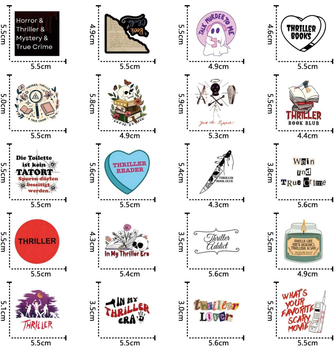 Stickers - Thriller Murder Assorted 1-2”