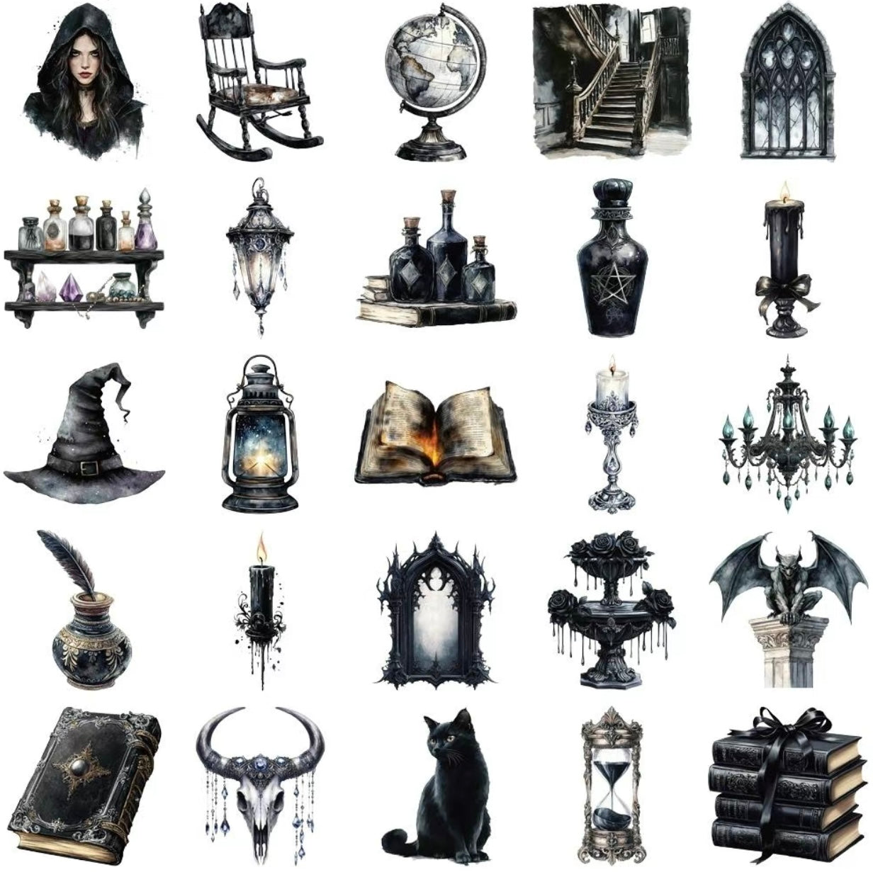 Stickers - Witches, Magic, Gothic Assorted 1-3”