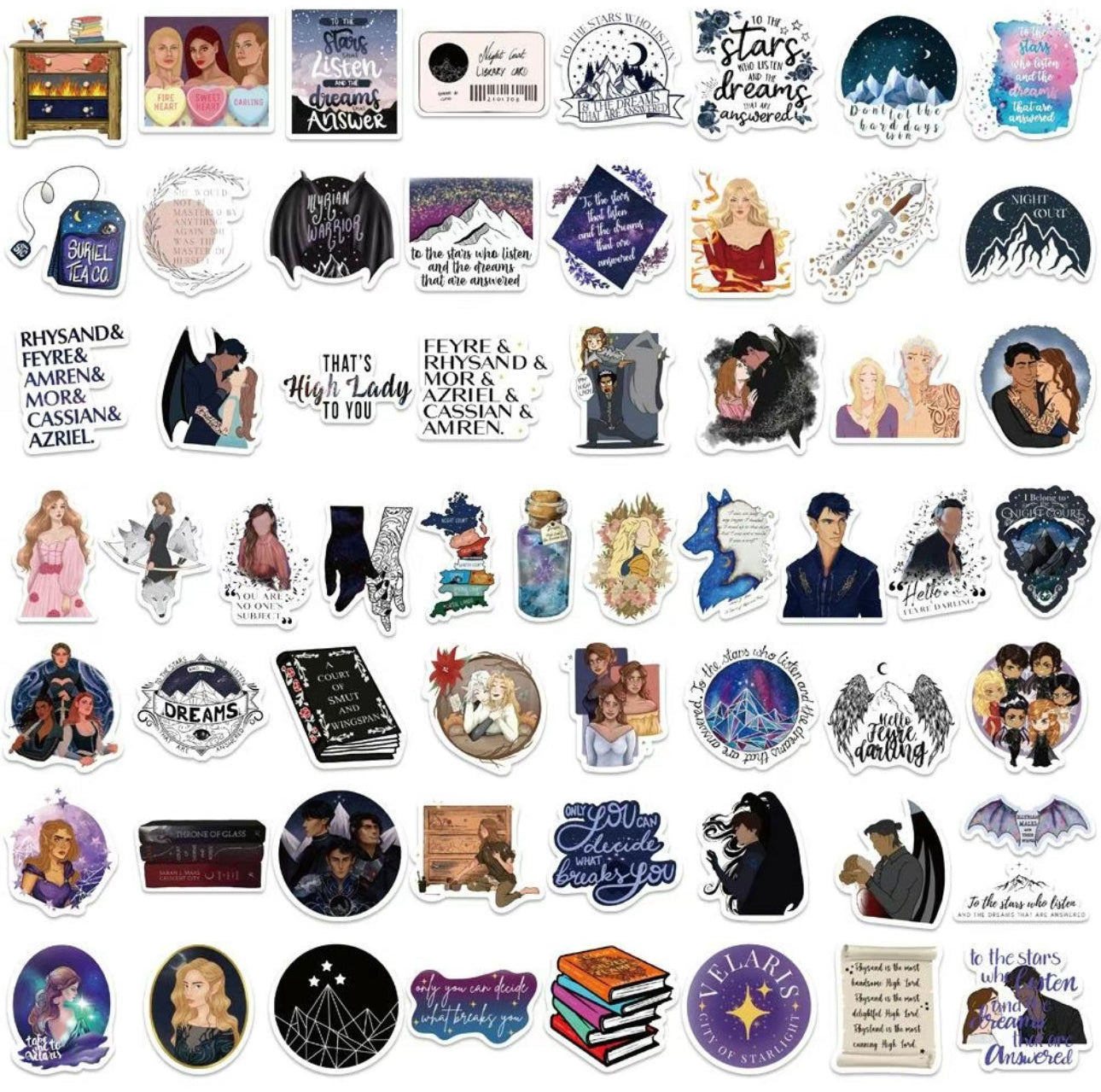 Stickers - Dragons, Faerie, Roses (similar to ACOTAR, Fourth Wing, Haunting Adeline) Assorted 1-3”