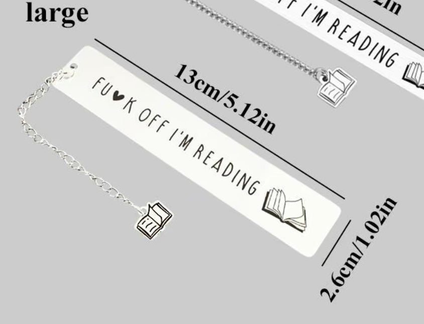 Metal Bookmark ‘F**k Off I’m Reading’ with book pendant