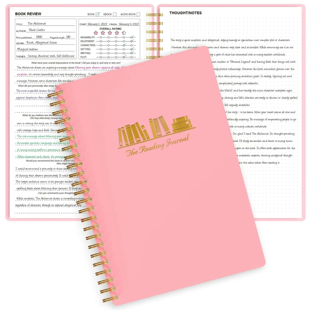 The Reading Journal pink and gold