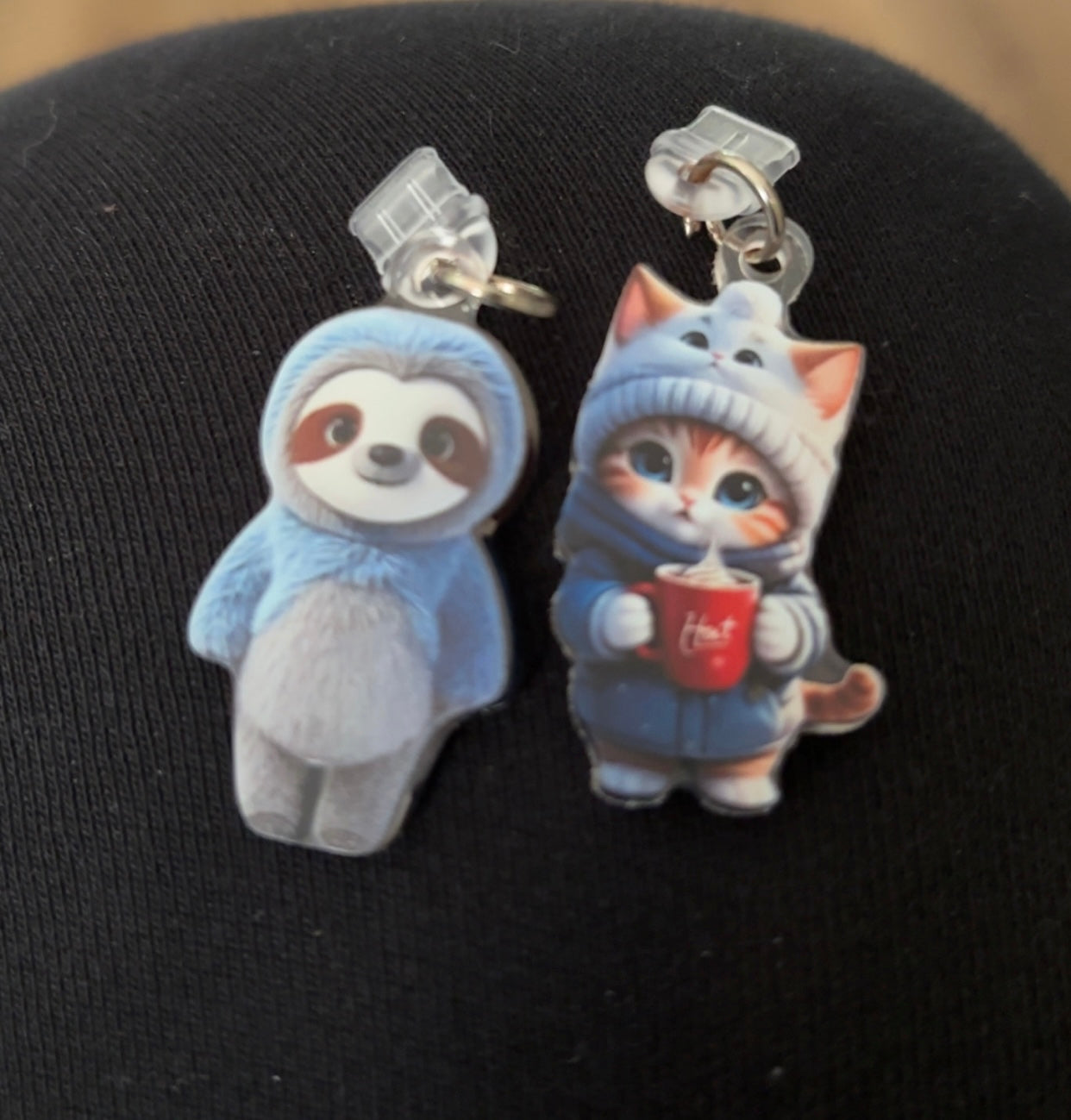 Charms for Kindle (type c) Sloth and Kitten with Coffee and Dog waving