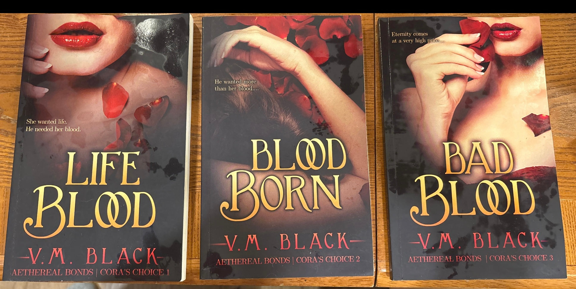 Books 1, 2, and 3 in Cora's Choice Billionaire Vampire Series by V.M. Black paperback (like new)