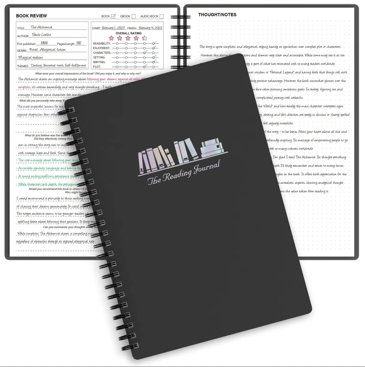 The Reading Journal black and silver