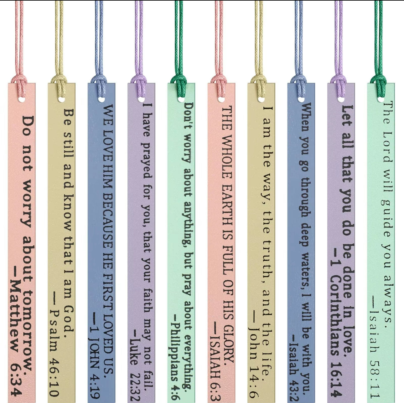 Pastel Faux Leather Bible Verse Bookmarks with tie