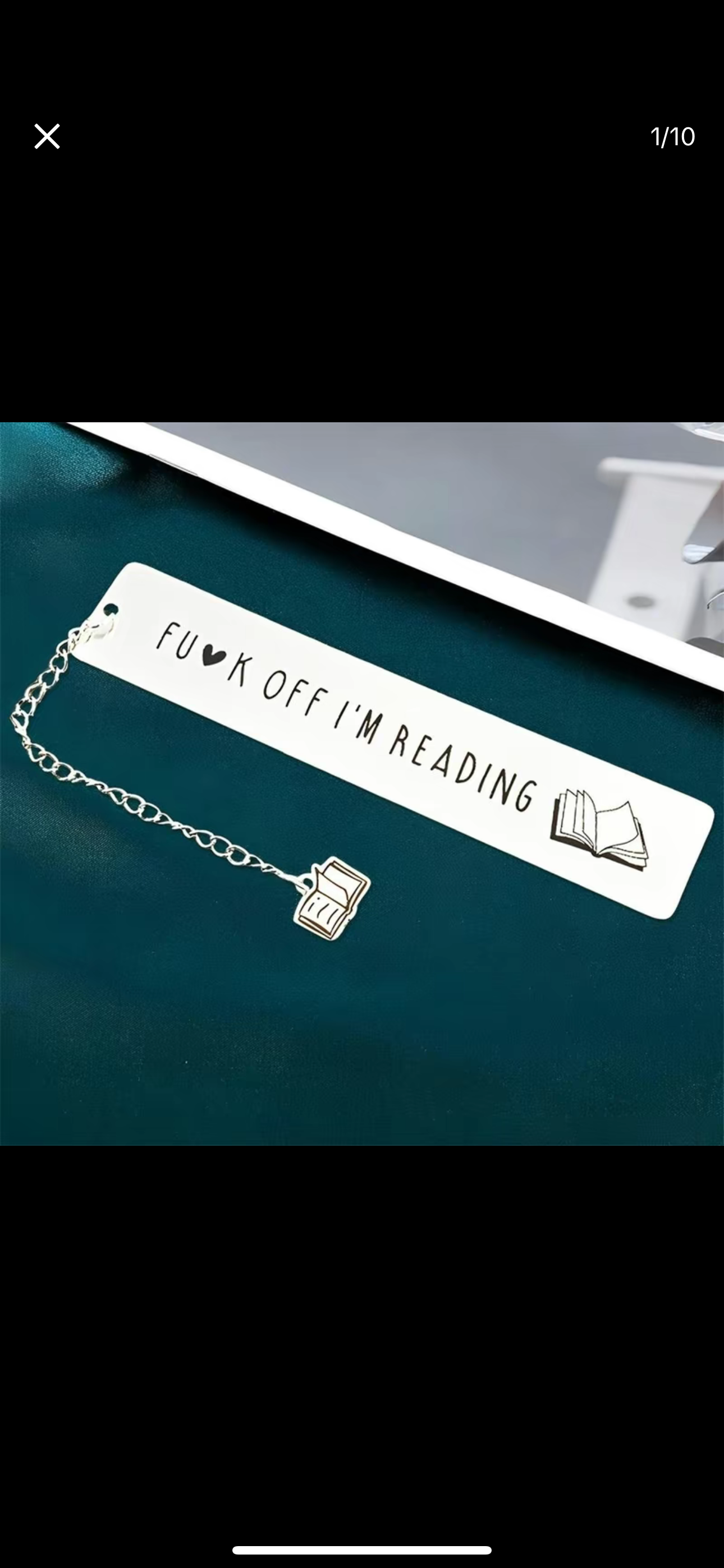 Metal Bookmark ‘F**k Off I’m Reading’ with book pendant