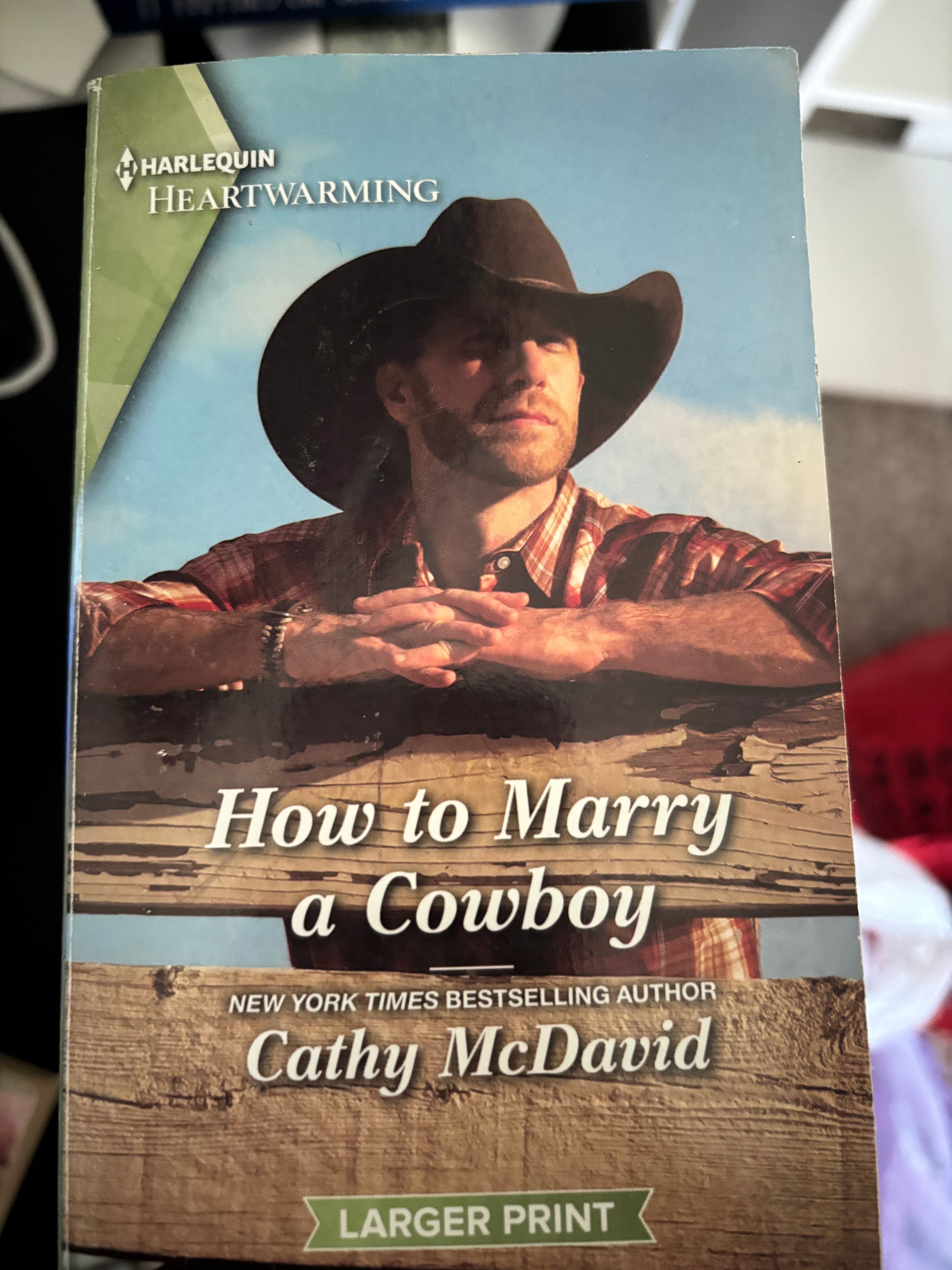 How to Marry a Cowboy (Book 2 of the Wishing Well Springs series) (Harlequin Love Inspired) by Cathy McDavid LARGE PRINT mass market (rescued)